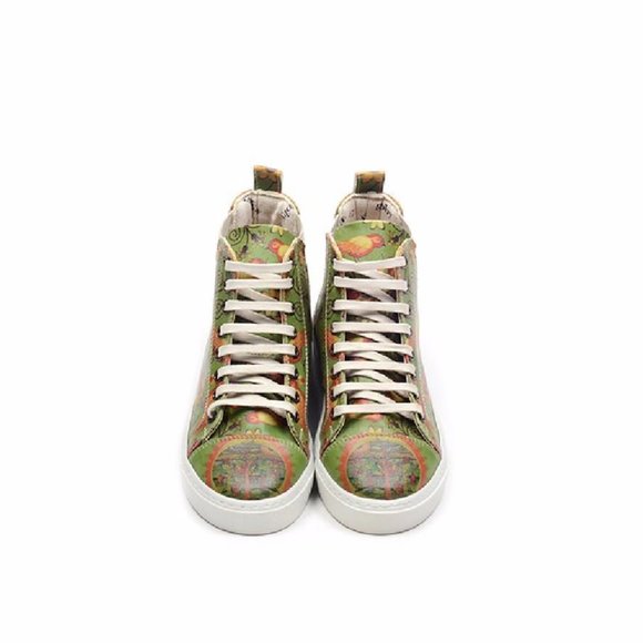 Goby Shoes - Green Orange Floral Short Boots - Picture 2 of 5